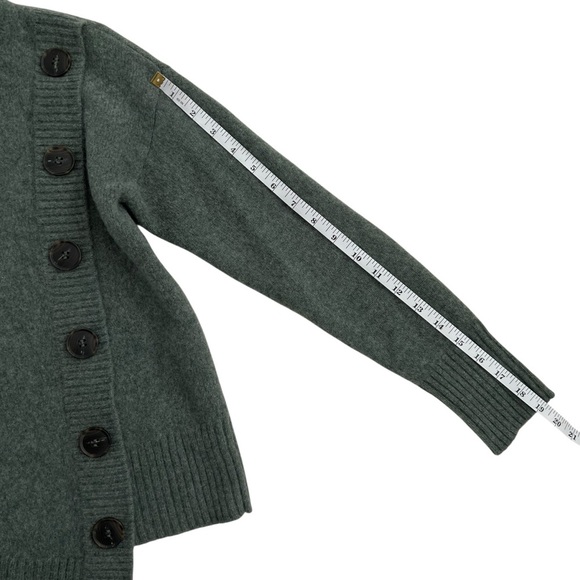 Saks Fifth Avenue Green 100% Cashmere Asymmetrical Turtleneck Button Sweater S - Picture 10 of 10